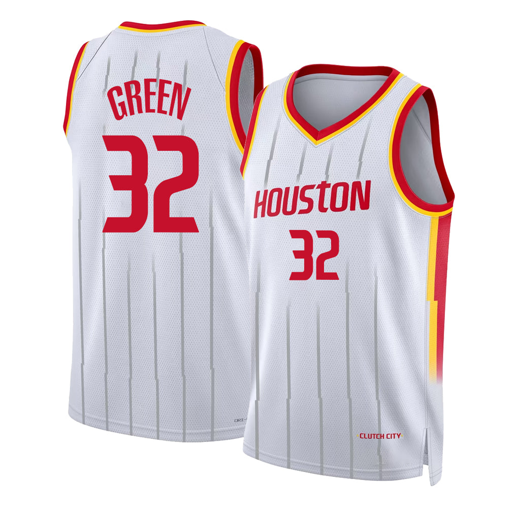 Houston #32 Green Player Basketball Sleeveless White Jersey Jeff For Adult Youth