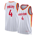 Houston #4 Phillips Player Basketball Sleeveless White Jersey Julian For Adult Youth