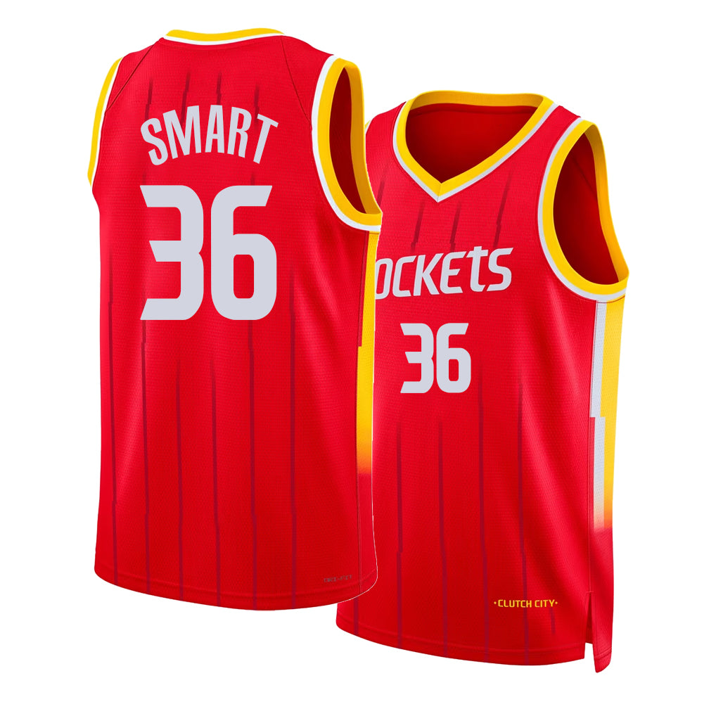 Houston #36 Smart Player Basketball Sleeveless Red Jersey Marcus For Adult Youth