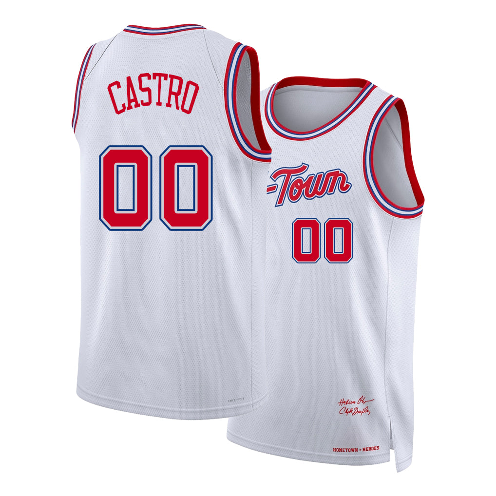 Houston #00 Castro Player Basketball Sleeveless White Jersey Rafael For Adult Youth