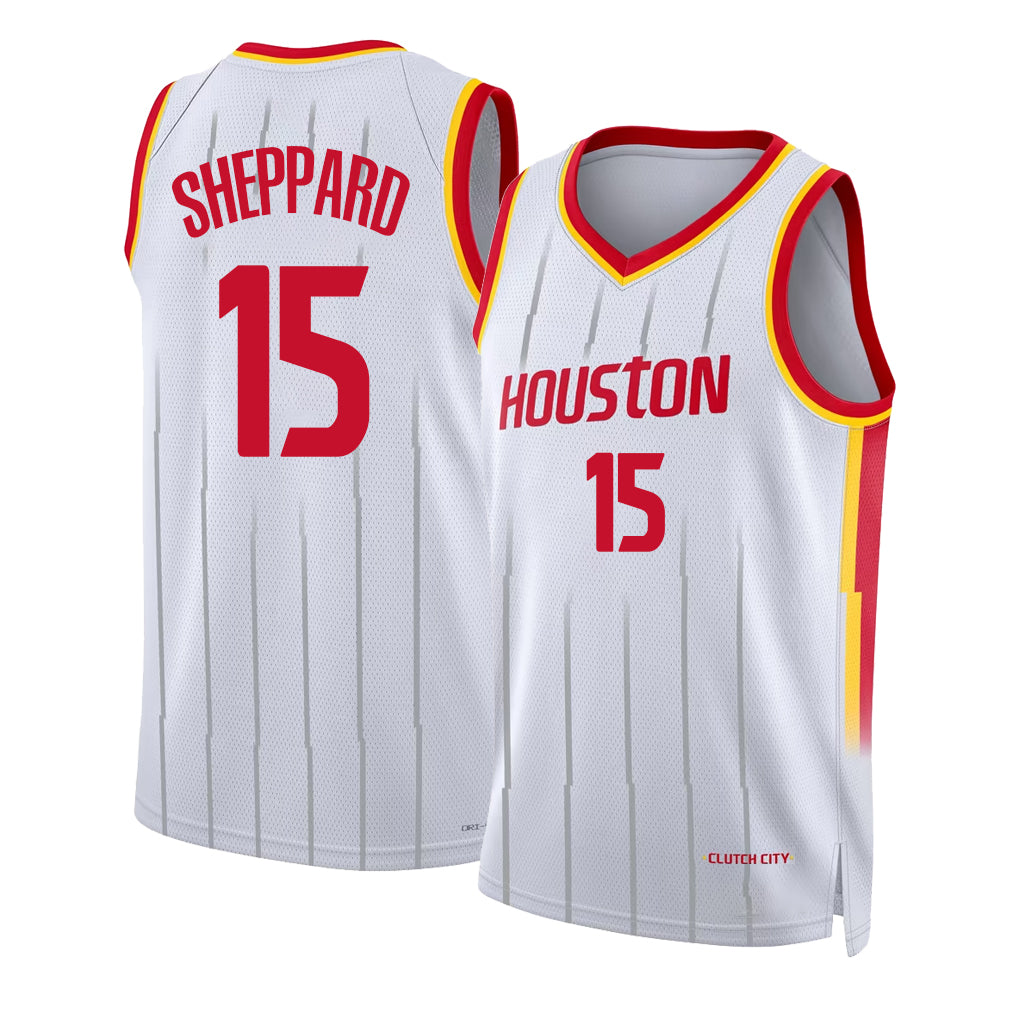 Houston #15 Sheppard Player Basketball Sleeveless White Jersey Reed For Adult Youth