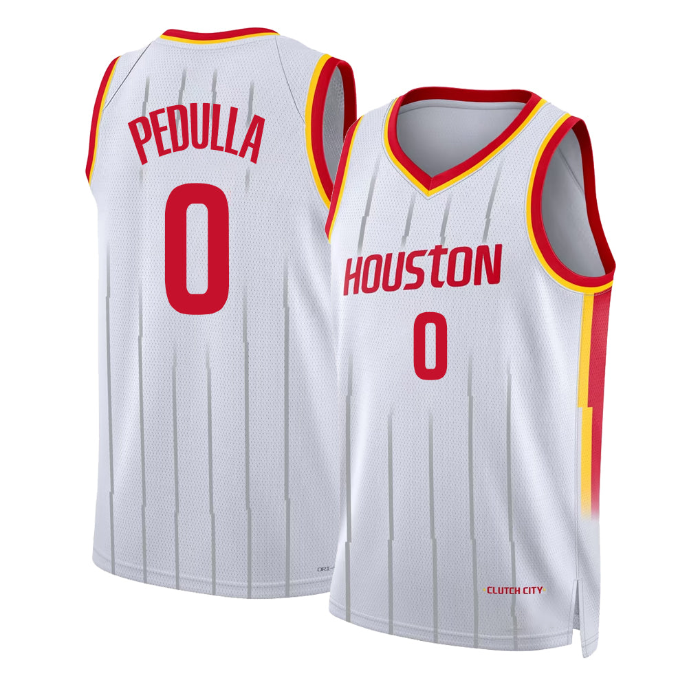 Houston #0 Pedulla Player Basketball Sleeveless White Jersey Sean For Adult Youth