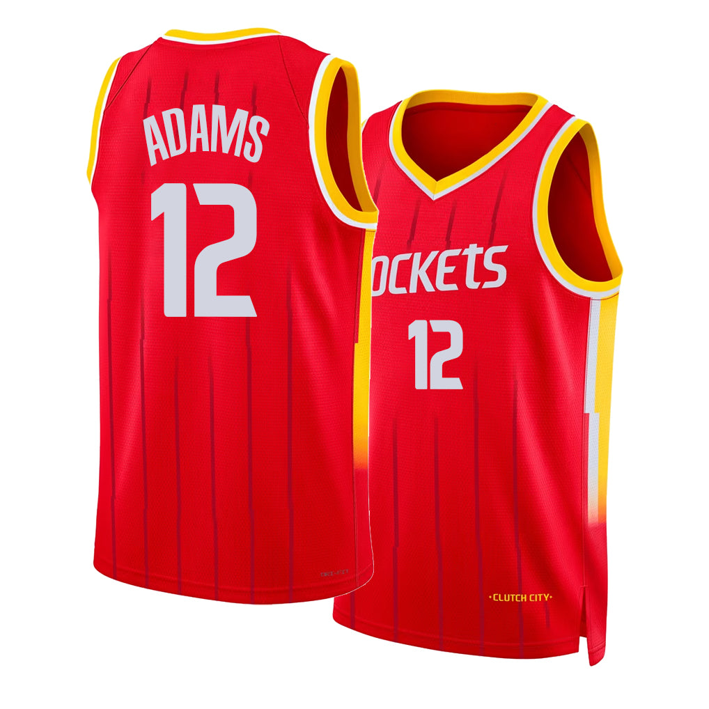 Houston #12 Adams Player Basketball Sleeveless Red Jersey Steven For Adult Youth
