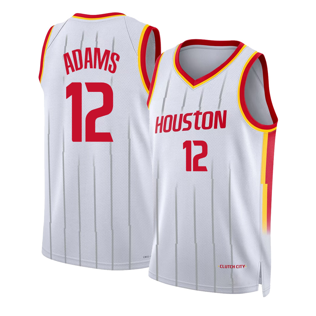 Houston #12 Adams Player Basketball Sleeveless White Jersey Steven For Adult Youth