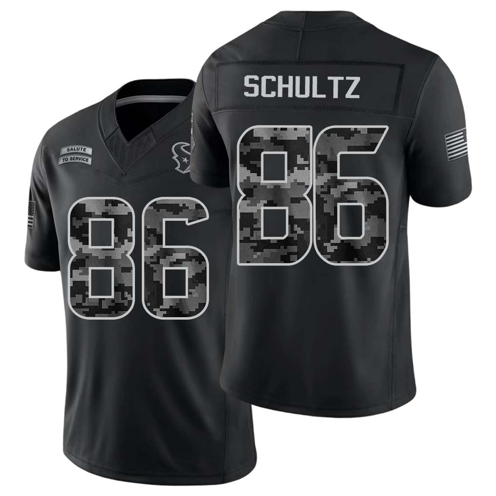 Houston #86 Schultz Player Football V Neck Short Sleeve Black Jersey Dalton For Men Youth Women Gift