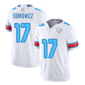 Houston #17 Sobkowicz Player Football V Neck Short Sleeve White Jersey Daniel For Men Youth Women Gift