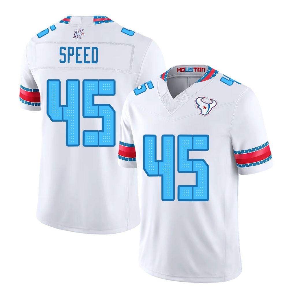 Houston #45 Speed Player Football V Neck Short Sleeve White Jersey E.J. For Men Youth Women Gift