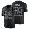 Houston #69 Ingram Player Football V Neck Short Sleeve Black Jersey Ed For Men Youth Women Gift