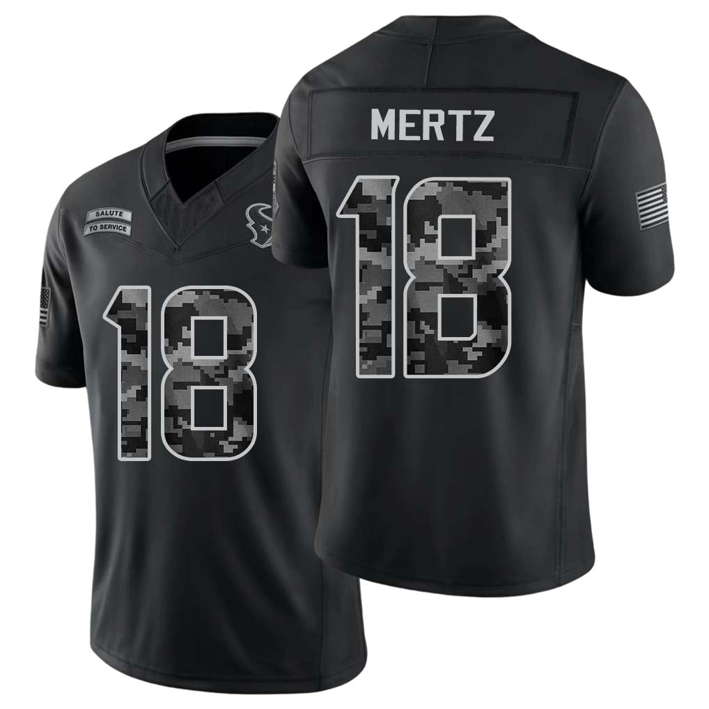 Houston #18 Mertz Player Football V Neck Short Sleeve Black Jersey Graham For Men Youth Women Gift