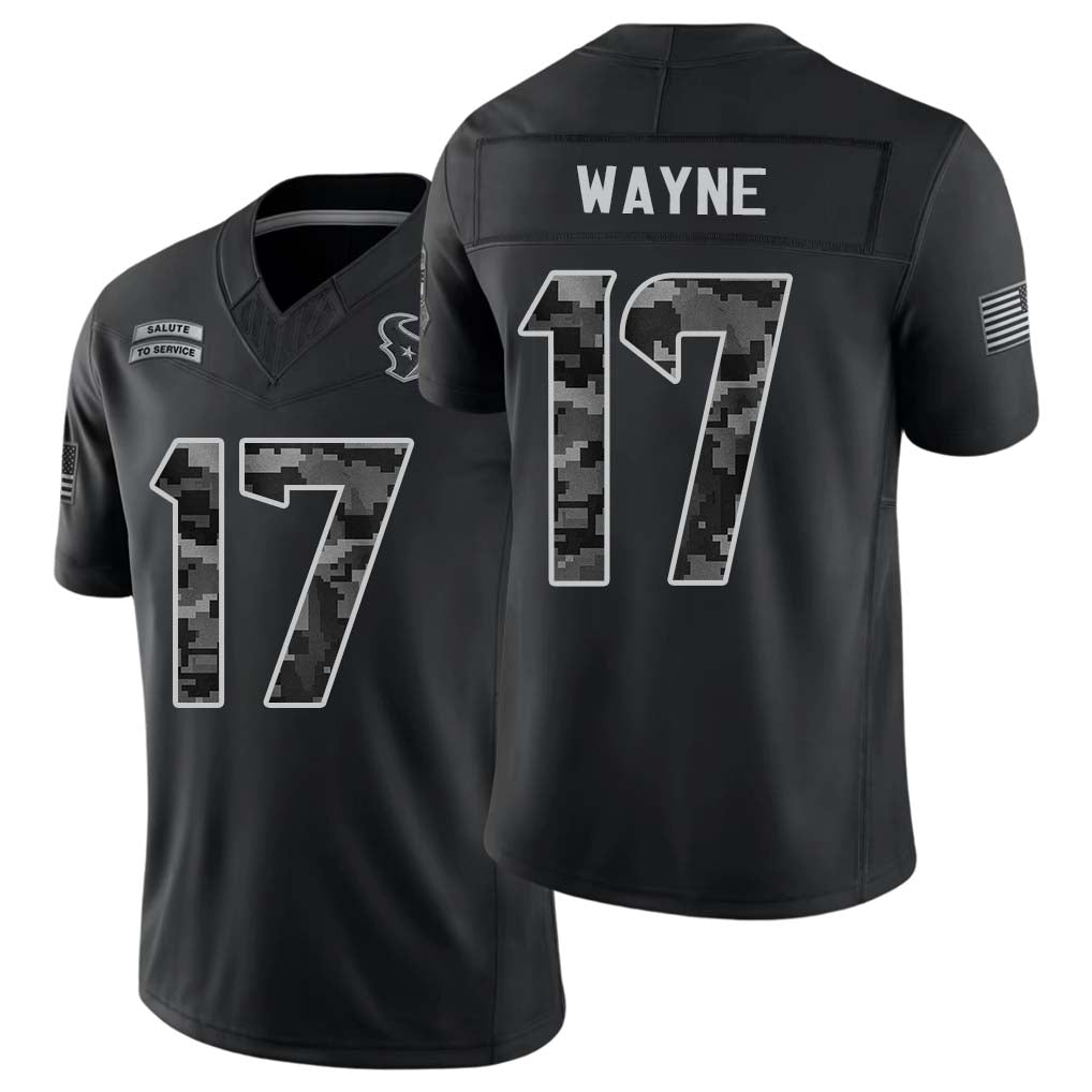 Houston #17 Wayne Player Football V Neck Short Sleeve Black Jersey Jared For Men Youth Women Gift