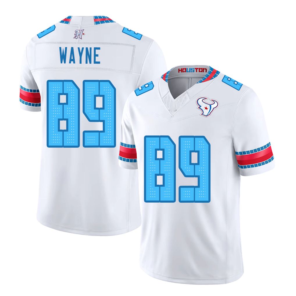 Houston #89 Wayne Player Football V Neck Short Sleeve White Jersey Jared For Men Youth Women Gift