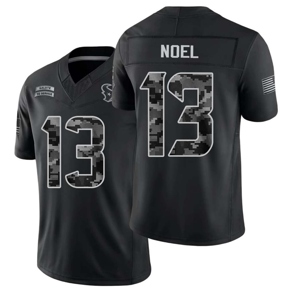 Houston #13 Noel Player Football V Neck Short Sleeve Black Jersey Jaylin For Men Youth Women Gift