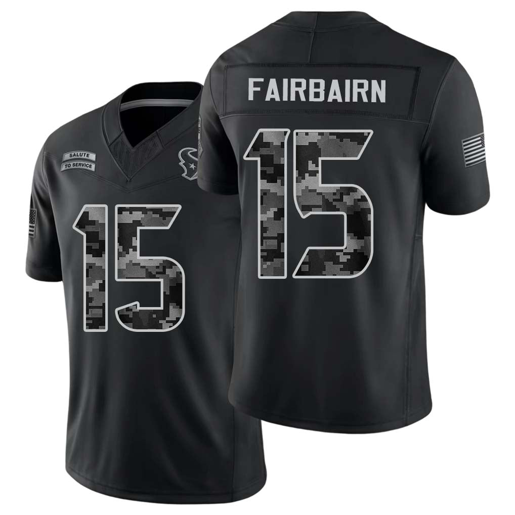 Houston #15 Fairbairn Player Football V Neck Short Sleeve Black Jersey Ka'imi For Men Youth Women Gift