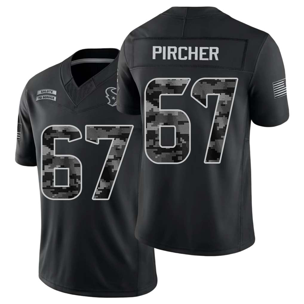 Houston #67 Pircher Player Football V Neck Short Sleeve Black Jersey Max For Men Youth Women Gift