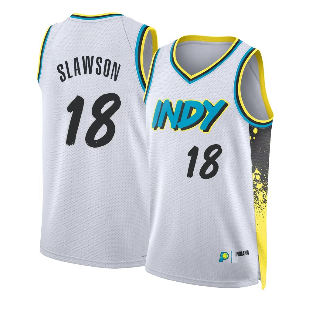 Indiana #18 Slawson Player Basketball Sleeveless White Jersey Jalen For Adult Youth