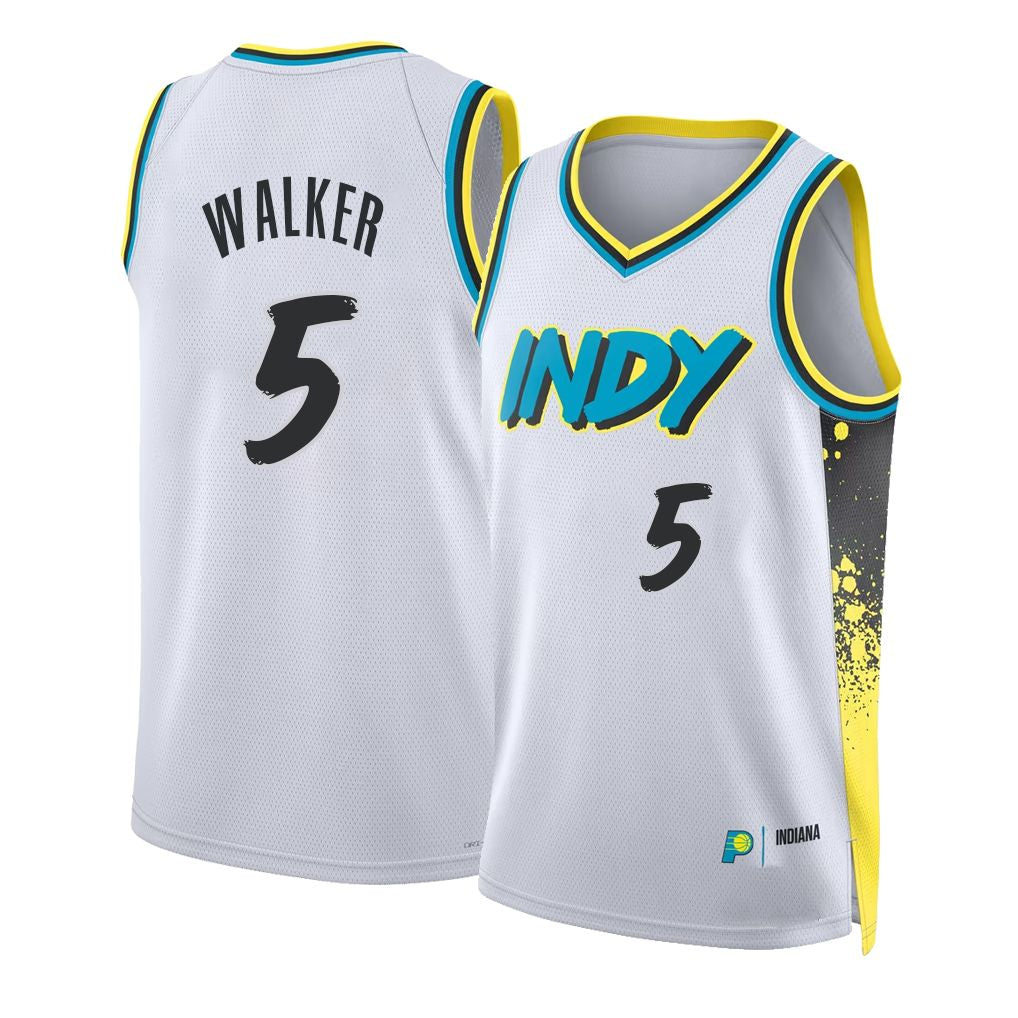 Indiana #5 Walker Player Basketball Sleeveless White Jersey Jarace For Adult Youth