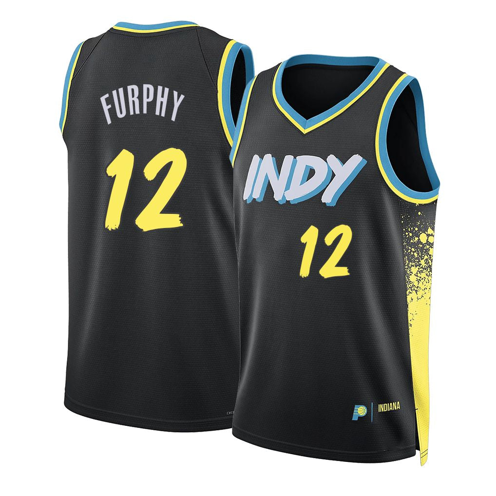 Indiana #12 Furphy Player Basketball Sleeveless Black Jersey Johnny For Adult Youth
