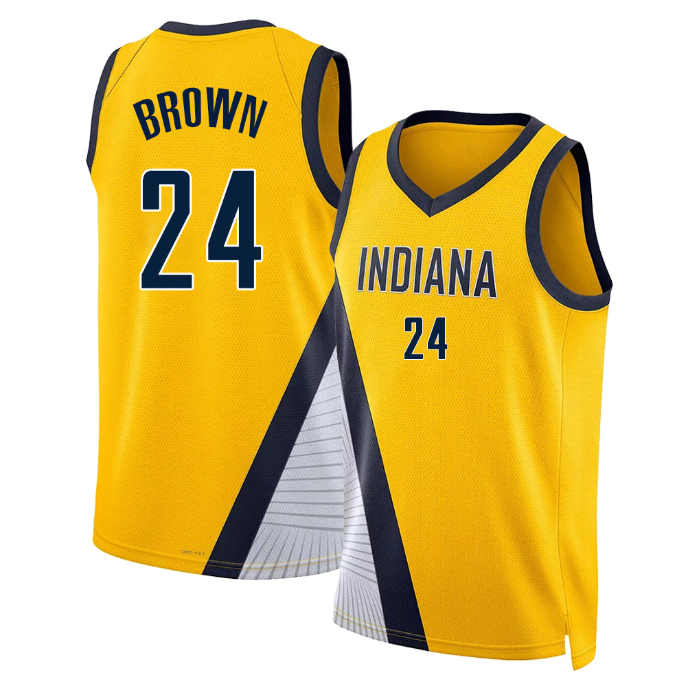 Indiana #24 Brown Player Basketball Sleeveless Gold Jersey Kobe For Adult Youth