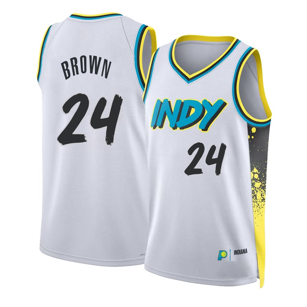 Indiana #24 Brown Player Basketball Sleeveless White Jersey Kobe For Adult Youth
