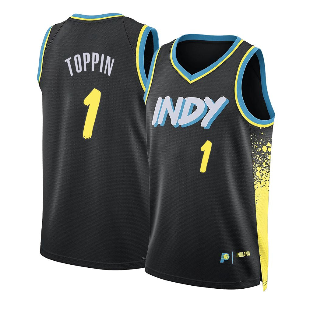Indiana #1 Toppin Player Basketball Sleeveless Black Jersey Obi For Adult Youth
