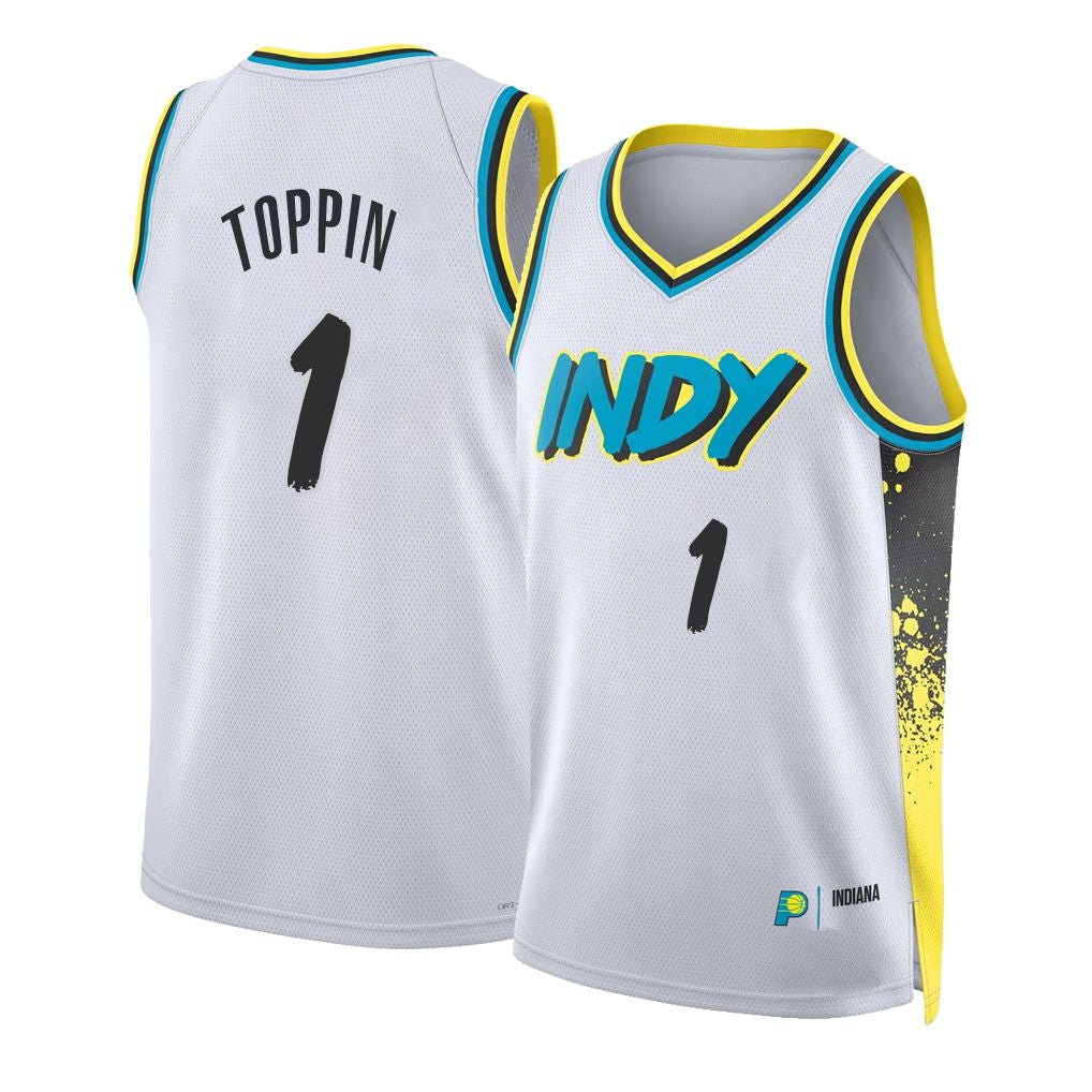 Indiana #1 Toppin Player Basketball Sleeveless White Jersey Obi For Adult Youth