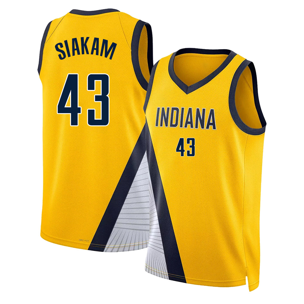 Indiana #43 Siakam Player Basketball Sleeveless Gold Jersey Pascal For Adult Youth