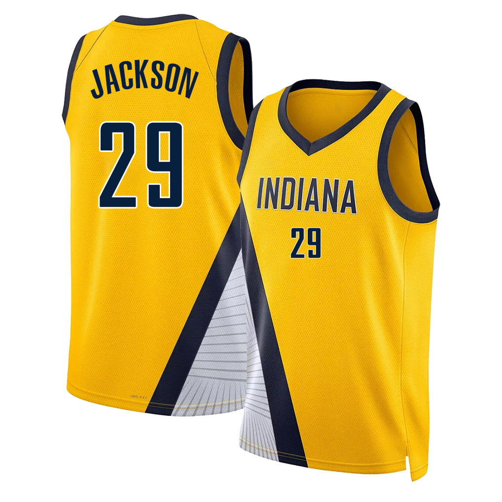 Indiana #29 Jackson Player Basketball Sleeveless Gold Jersey Quenton For Adult Youth