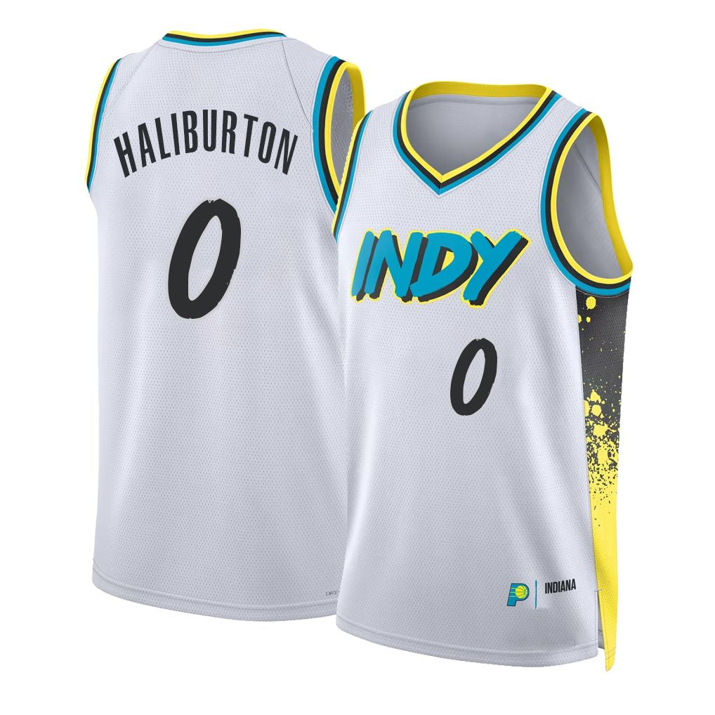 Indiana #0 Haliburton Player Basketball Sleeveless White Jersey Tyrese For Adult Youth