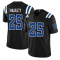 Indianapolis #25 Haulcy Player Football V Neck Short Sleeve Black Jersey A.J. For Men Youth Women Gift