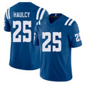 Indianapolis #25 Haulcy Player Football V Neck Short Sleeve Royal Jersey A.J. For Men Youth Women Gift