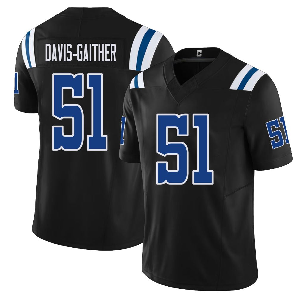 Indianapolis #51 Davis-Gaither Player Football V Neck Short Sleeve Black Jersey Akeem For Men Youth Women Gift