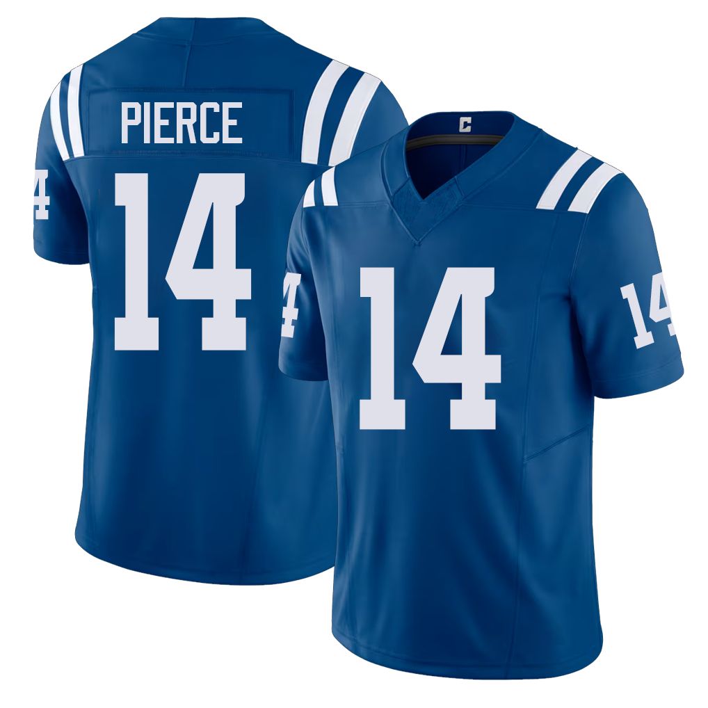 Indianapolis #14 Pierce Player Football V Neck Short Sleeve Royal Jersey Alec For Men Youth Women Gift