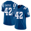 Indianapolis #42 Castle Player Football V Neck Short Sleeve Royal Jersey Anderson For Men Youth Women Gift