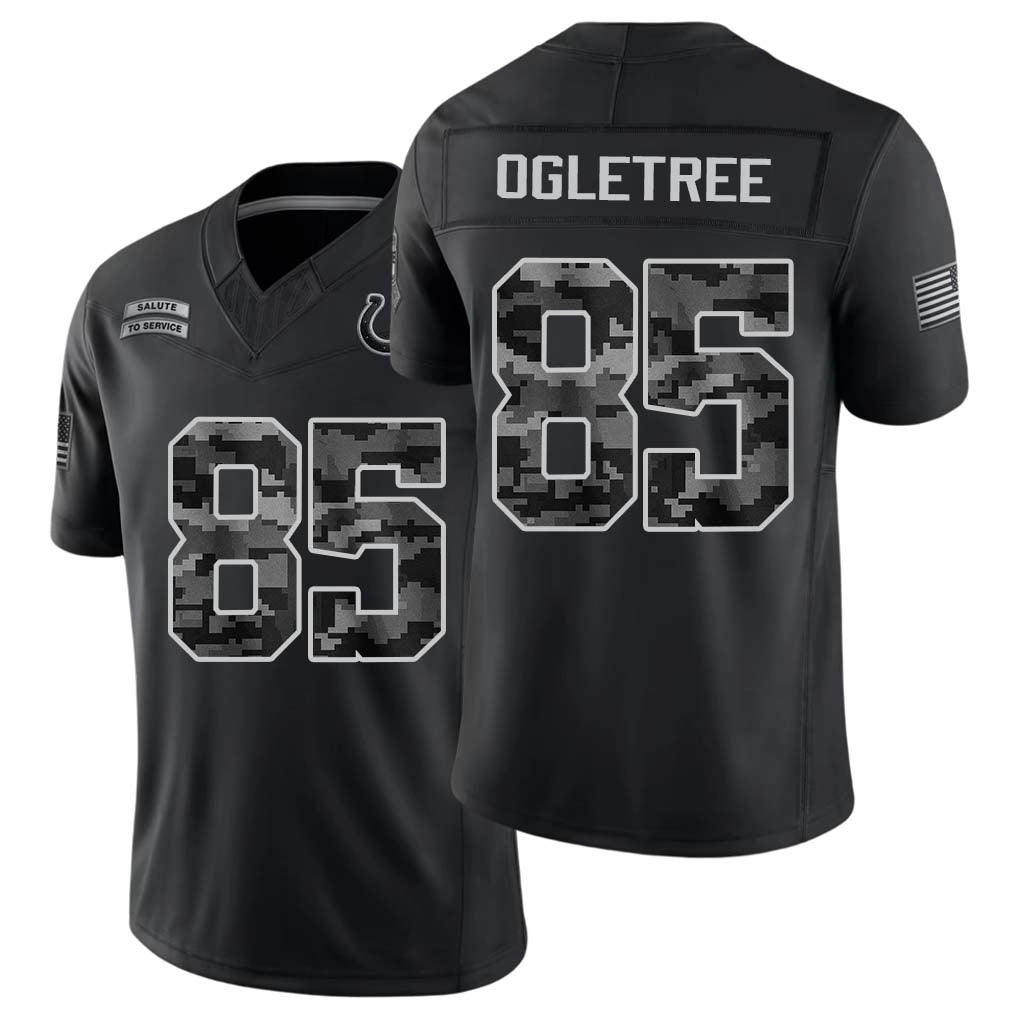 Indianapolis #85 Ogletree Player Football V Neck Short Sleeve Black Jersey Andrew For Men Youth Women Gift