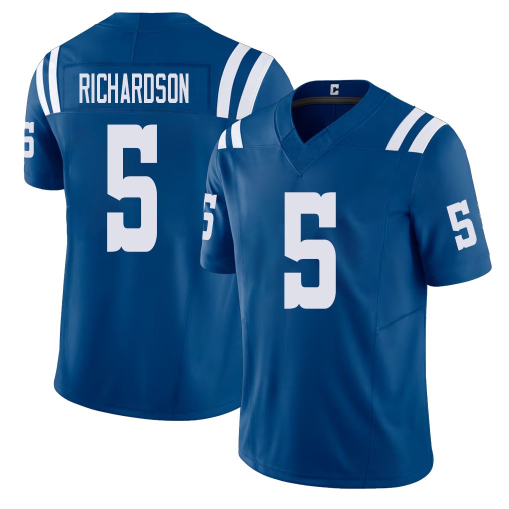 Indianapolis #5 Richardson Player Football V Neck Short Sleeve Royal Jersey Anthony For Men Youth Women Gift