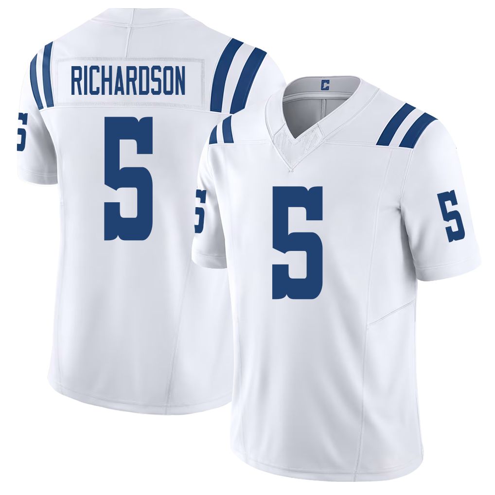Indianapolis #5 Richardson Player Football V Neck Short Sleeve White Jersey Anthony For Men Youth Women Gift