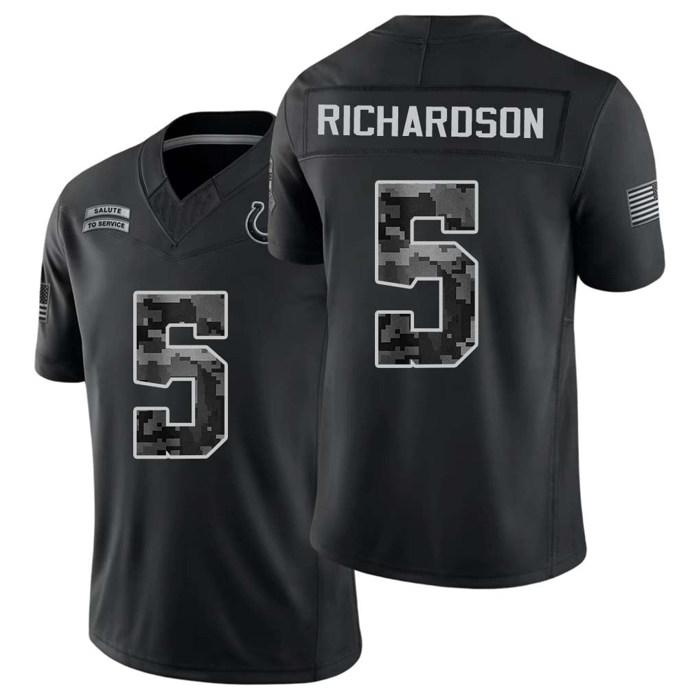 Indianapolis #5 Richardson Player Football V Neck Short Sleeve Black Jersey Anthony For Men Youth Women Gift