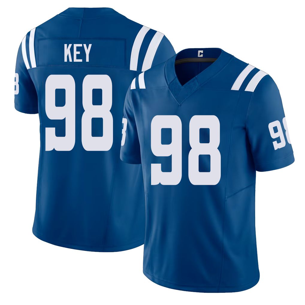 Indianapolis #98 Key Player Football V Neck Short Sleeve Royal Jersey Arden For Men Youth Women Gift