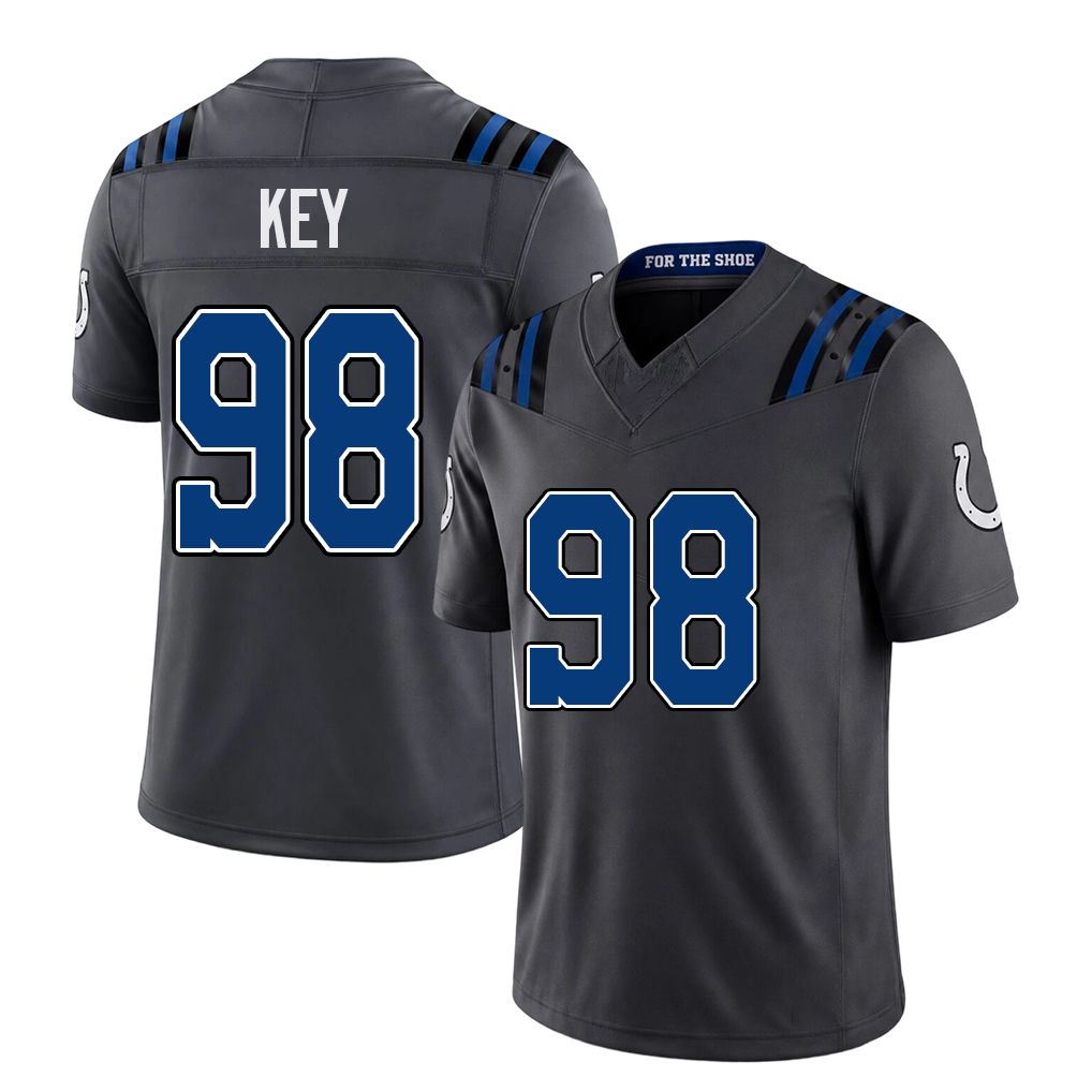 Indianapolis #98 Key Player Football V Neck Short Sleeve Anthracite Jersey Arden For Men Youth Women Gift