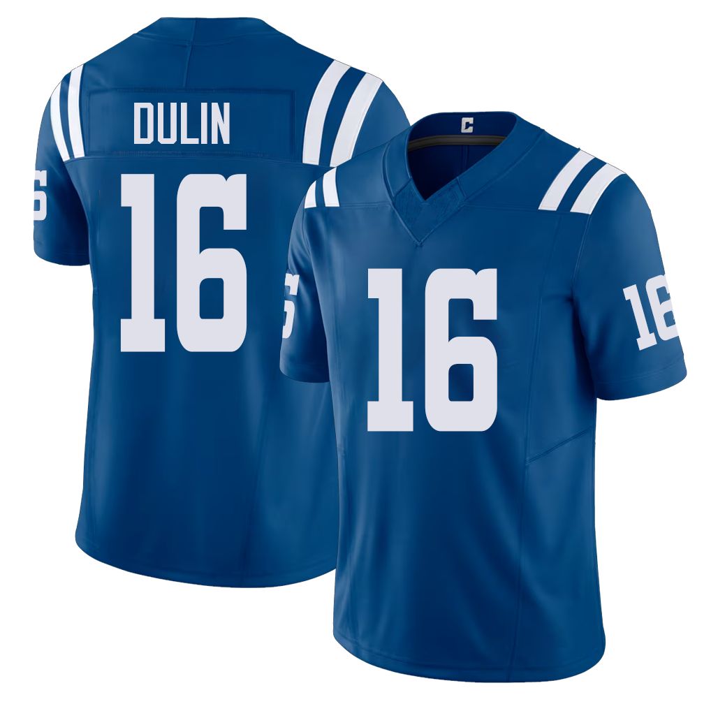 Indianapolis #16 Dulin Player Football V Neck Short Sleeve Royal Jersey Ashton For Men Youth Women Gift