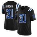 Indianapolis #31 Brown Player Football V Neck Short Sleeve Black Jersey Austin For Men Youth Women Gift