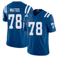 Indianapolis #78 Matos Player Football V Neck Short Sleeve Royal Jersey Bayron For Men Youth Women Gift