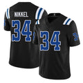 Indianapolis #34 Nikkel Player Football V Neck Short Sleeve Black Jersey Ben For Men Youth Women Gift