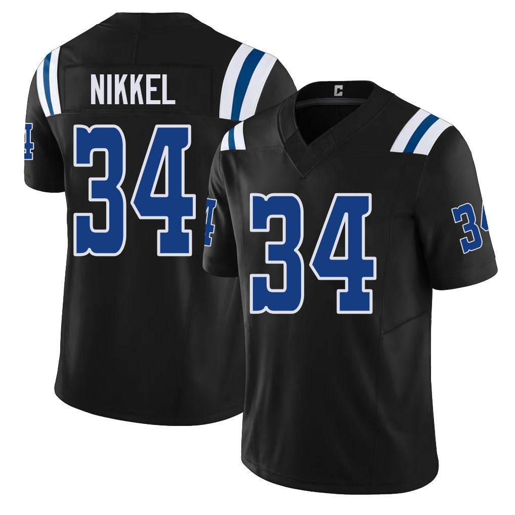 Indianapolis #34 Nikkel Player Football V Neck Short Sleeve Black Jersey Ben For Men Youth Women Gift