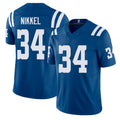 Indianapolis #34 Nikkel Player Football V Neck Short Sleeve Royal Jersey Ben For Men Youth Women Gift