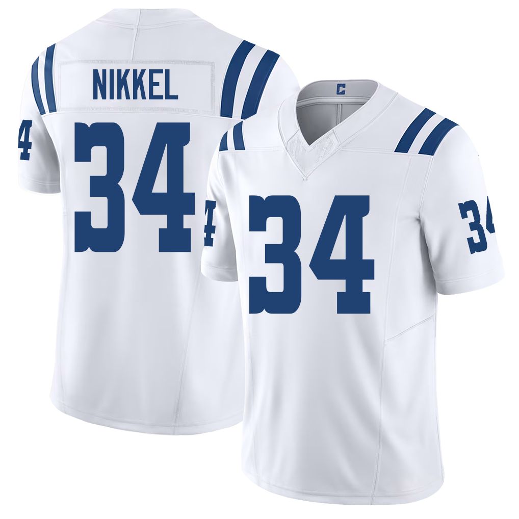 Indianapolis #34 Nikkel Player Football V Neck Short Sleeve White Jersey Ben For Men Youth Women Gift