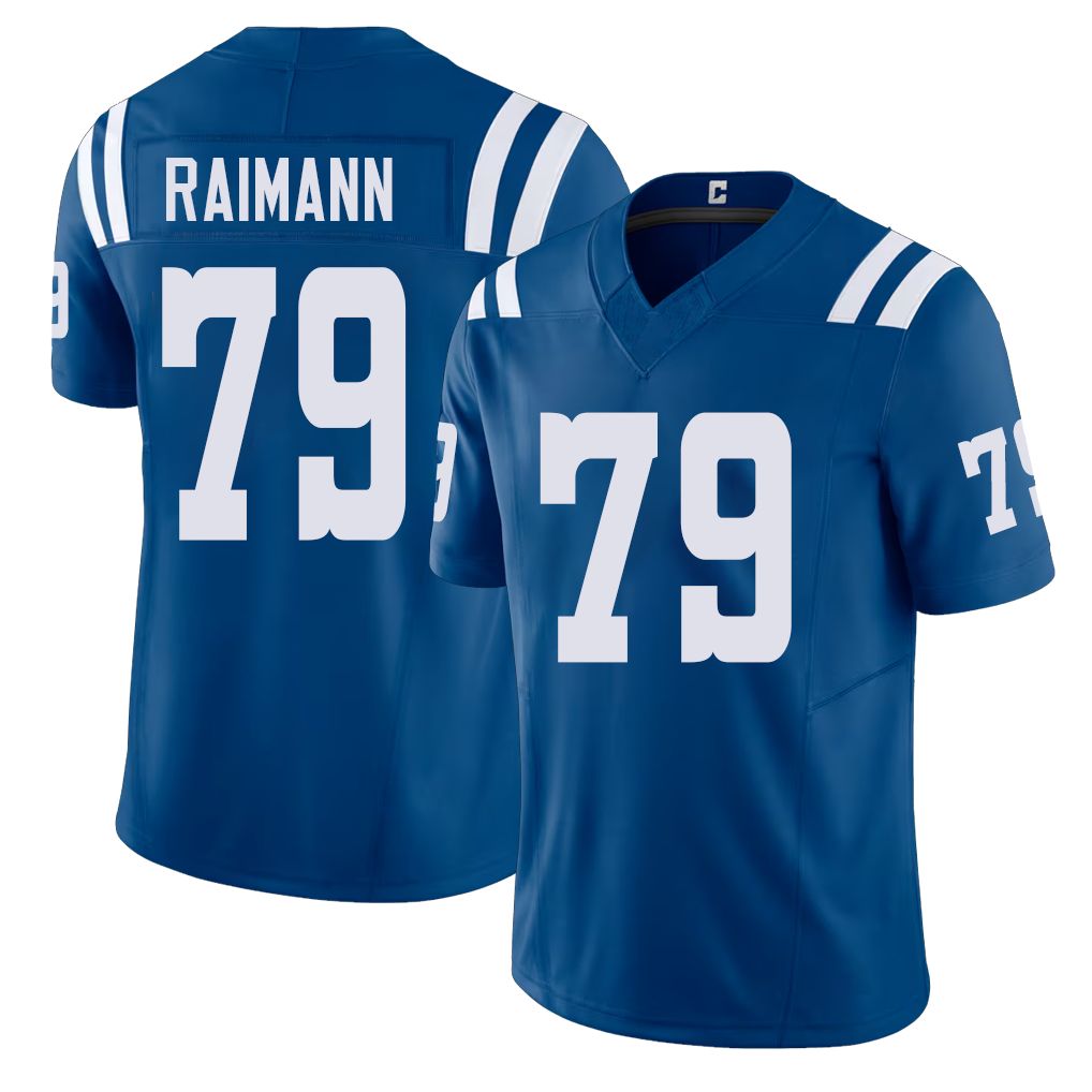 Indianapolis #79 Raimann Player Football V Neck Short Sleeve Royal Jersey Bernhard For Men Youth Women Gift