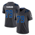 Indianapolis #79 Raimann Player Football V Neck Short Sleeve Anthracite Jersey Bernhard For Men Youth Women Gift