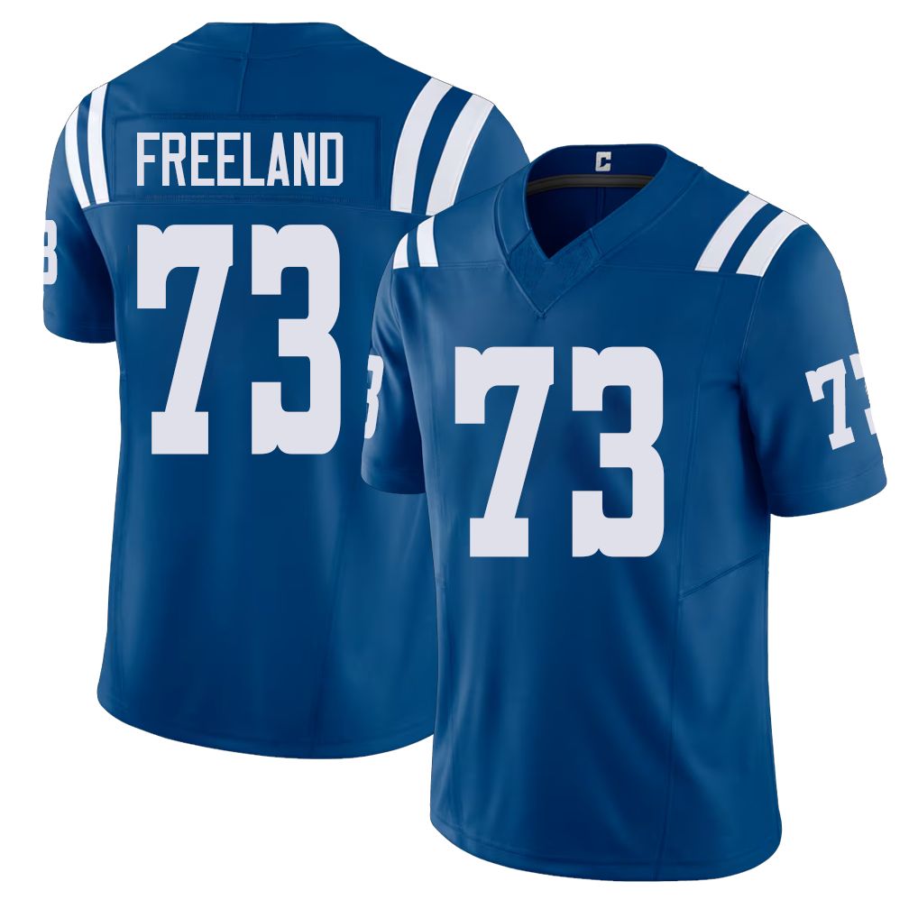 Indianapolis #73 Freeland Player Football V Neck Short Sleeve Royal Jersey Blake For Men Youth Women Gift