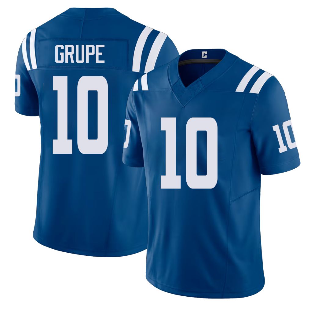 Indianapolis #10 Grupe Player Football V Neck Short Sleeve Royal Jersey Blake For Men Youth Women Gift